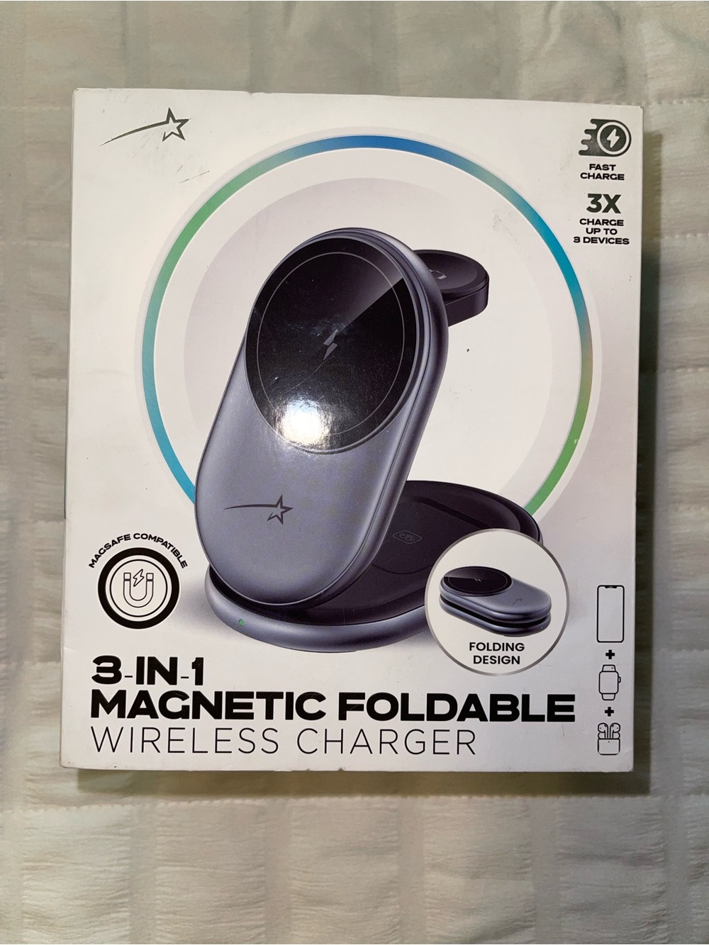 3-in-1 Magnetic Foldable Wireless Charger - Gray